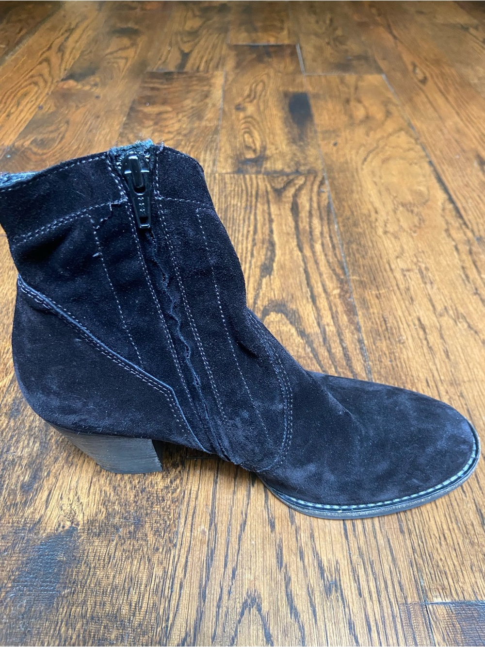 Paul Green Black Suede Ankle Boot with Block Heel